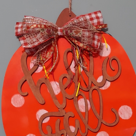 Handcrafted Hello Fall Pumpkin Sign - Picture 2 of 2
